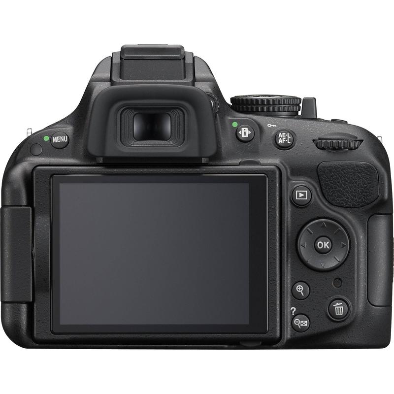 Câmera Nikon D5200 DSLR preta com lente 18-55 mm 24MP - Câmera